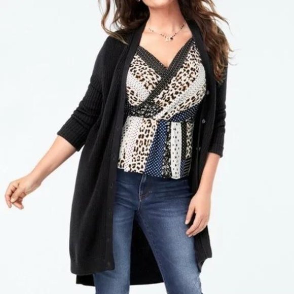 CAbi Tops - Cabi 3787 Mixed Print Crossover Peplum Camisole Tank